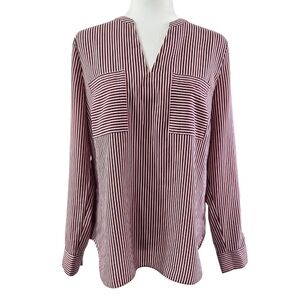 Cabi 5335 Franklin Red White Blue Striped Split Neck Patriot Americana Blouse